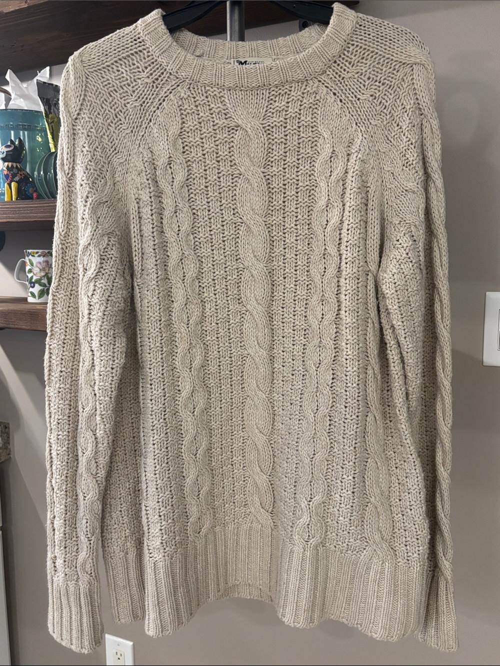 Show Me Your Mumu Clark Cable Knit Sweater XS White Truffle Cream